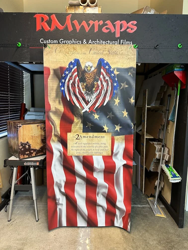 USA Flag with Eagle Amendment Custom Printed Door Wrap